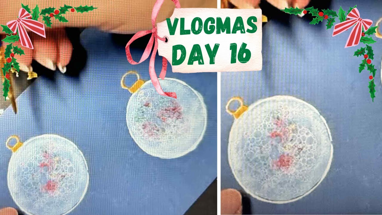 VLOGMAS DAY 16 🎄| Christmas Crafts - how to make your own BAUBLE card - CHRISTMAS HOMEMADE CRAFTS 🖌️