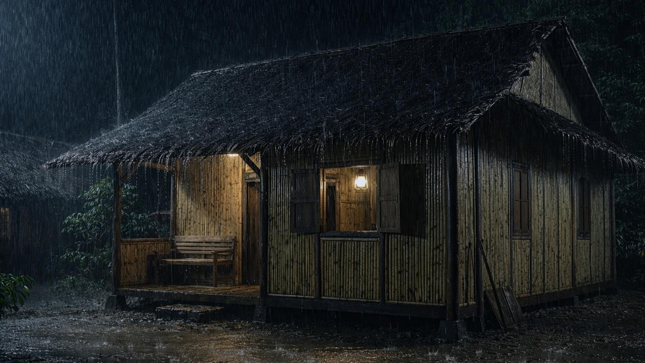 Soft Night Rain Sounds for Sleep 🌧 Village Ambience, Deep Rest, Insomnia Heal, Ease Anxety