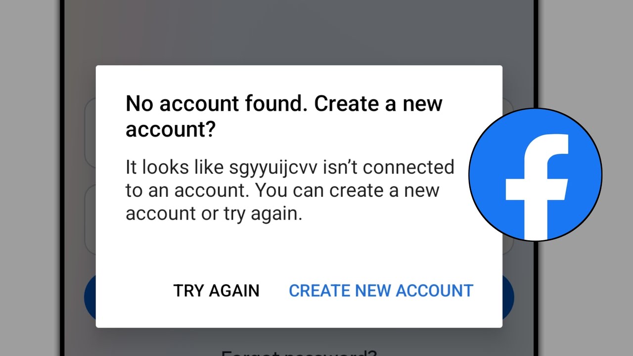 No account found Create a new account on facebook | How to fix No account found Create a new account
