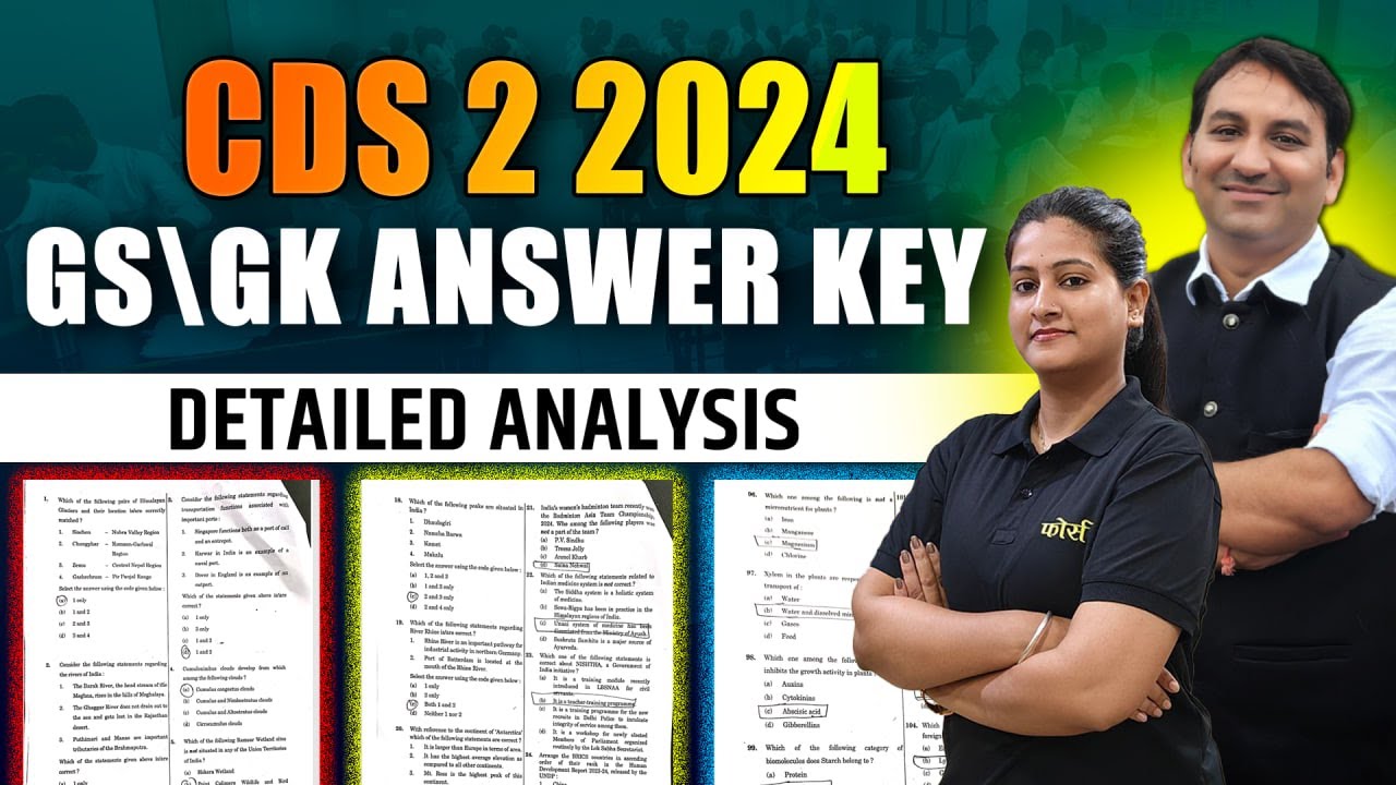 CDS 2 2024 GS/GK Answer key  | CDS 2 2024 GS paper solution analysis with answer key