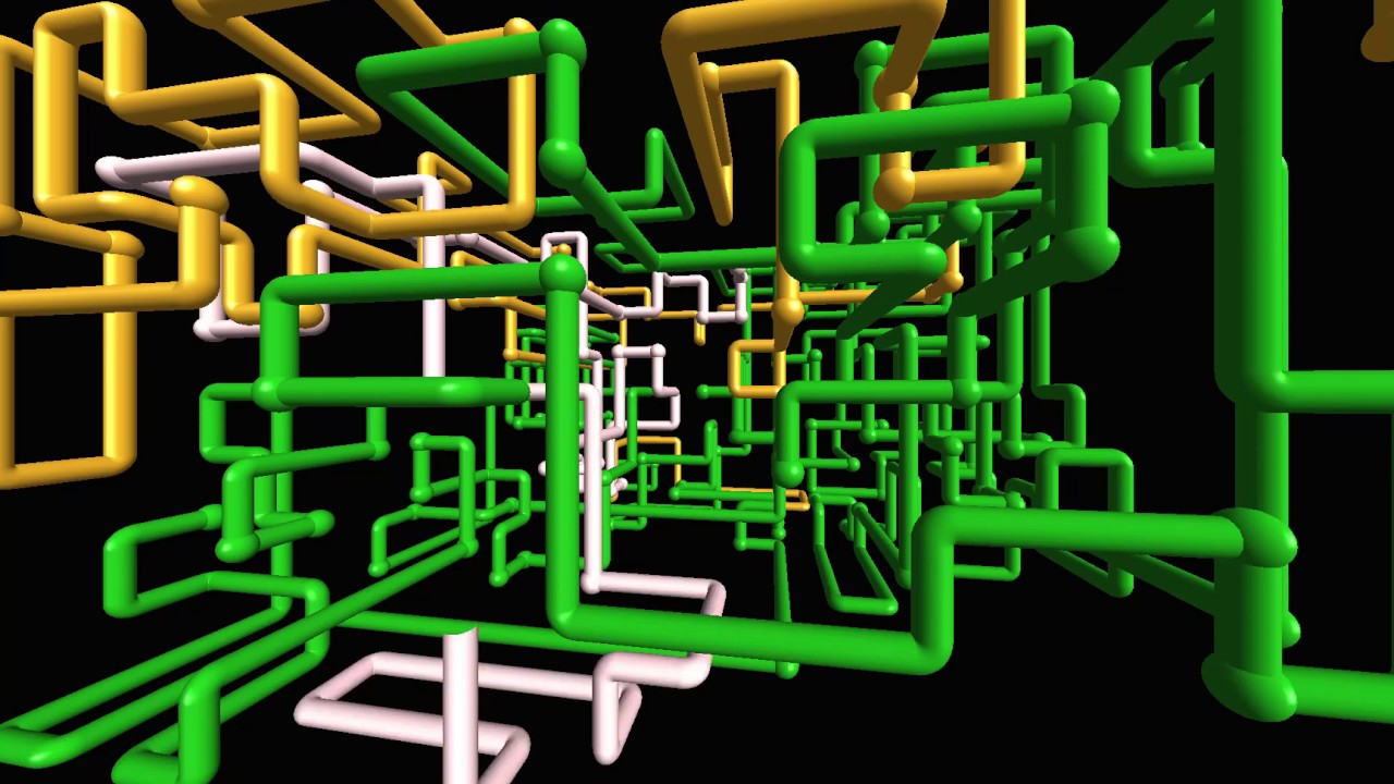 [16:10 1080p] 3d Pipes Screensaver 10 Hours (no loop, with teapots!)