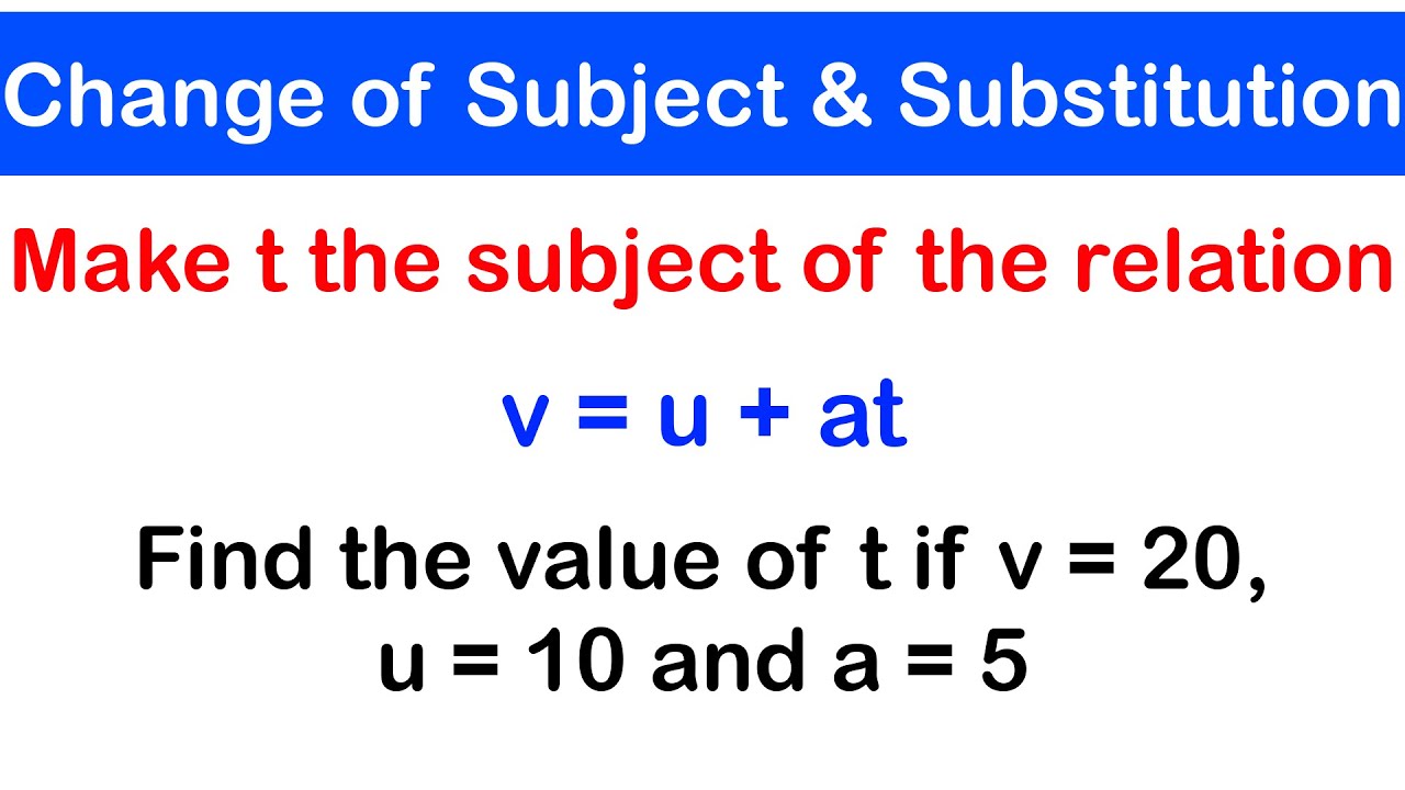 01: Change of Subject and Substitution - (New)
