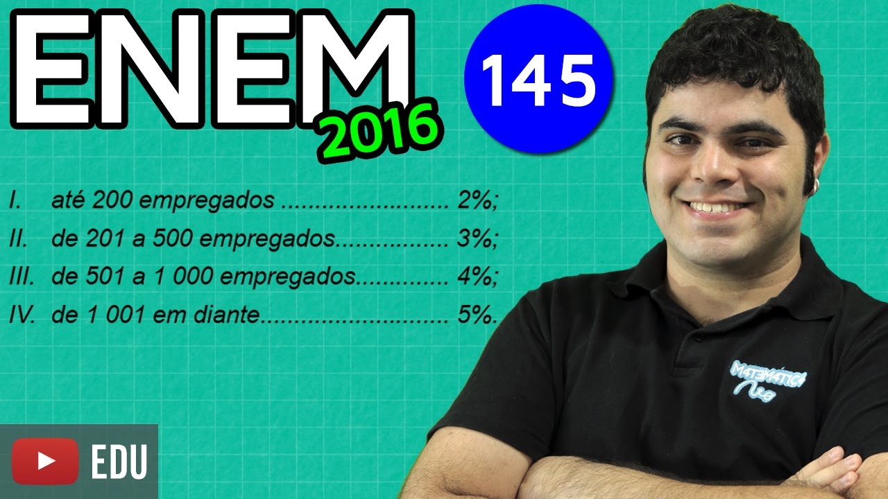 👉 ENEM 2016 Matemática #10 - Porcentagem e Proporção de Deficientes ou Reabilitados (pegadinha)