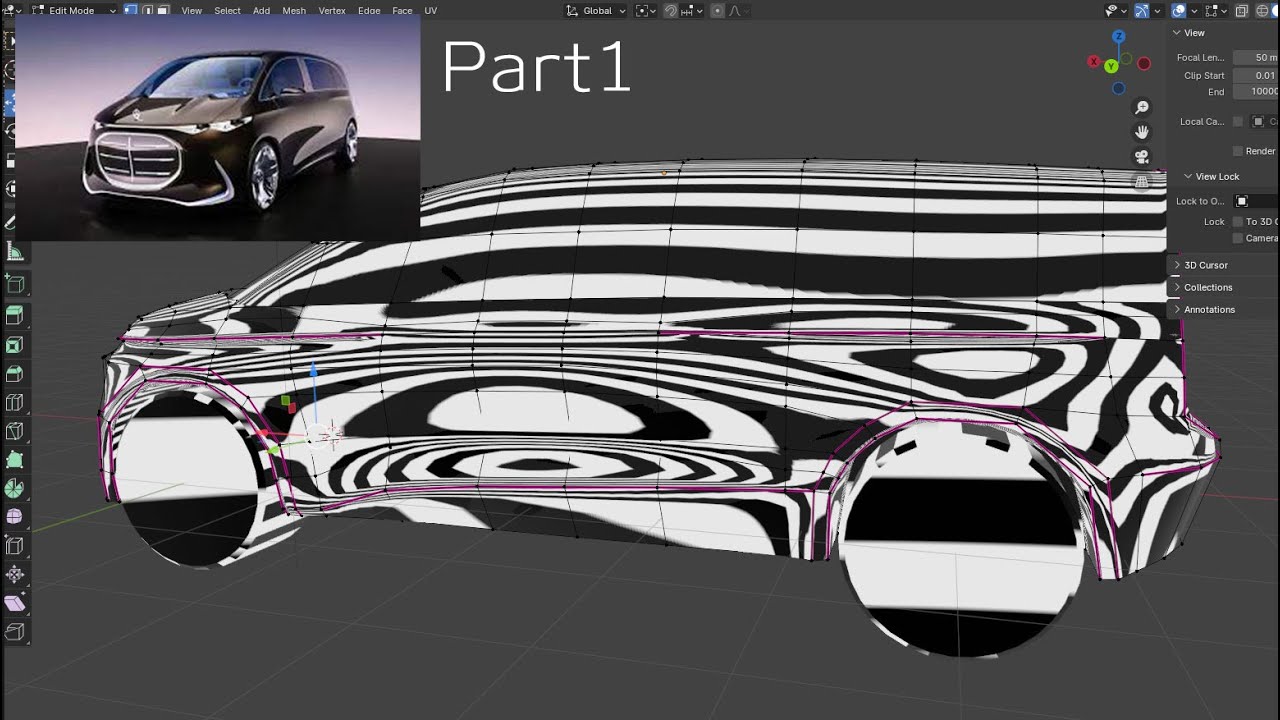 Blender Car modeling / Mercedes-Benz-Vision_V_Concept Part1