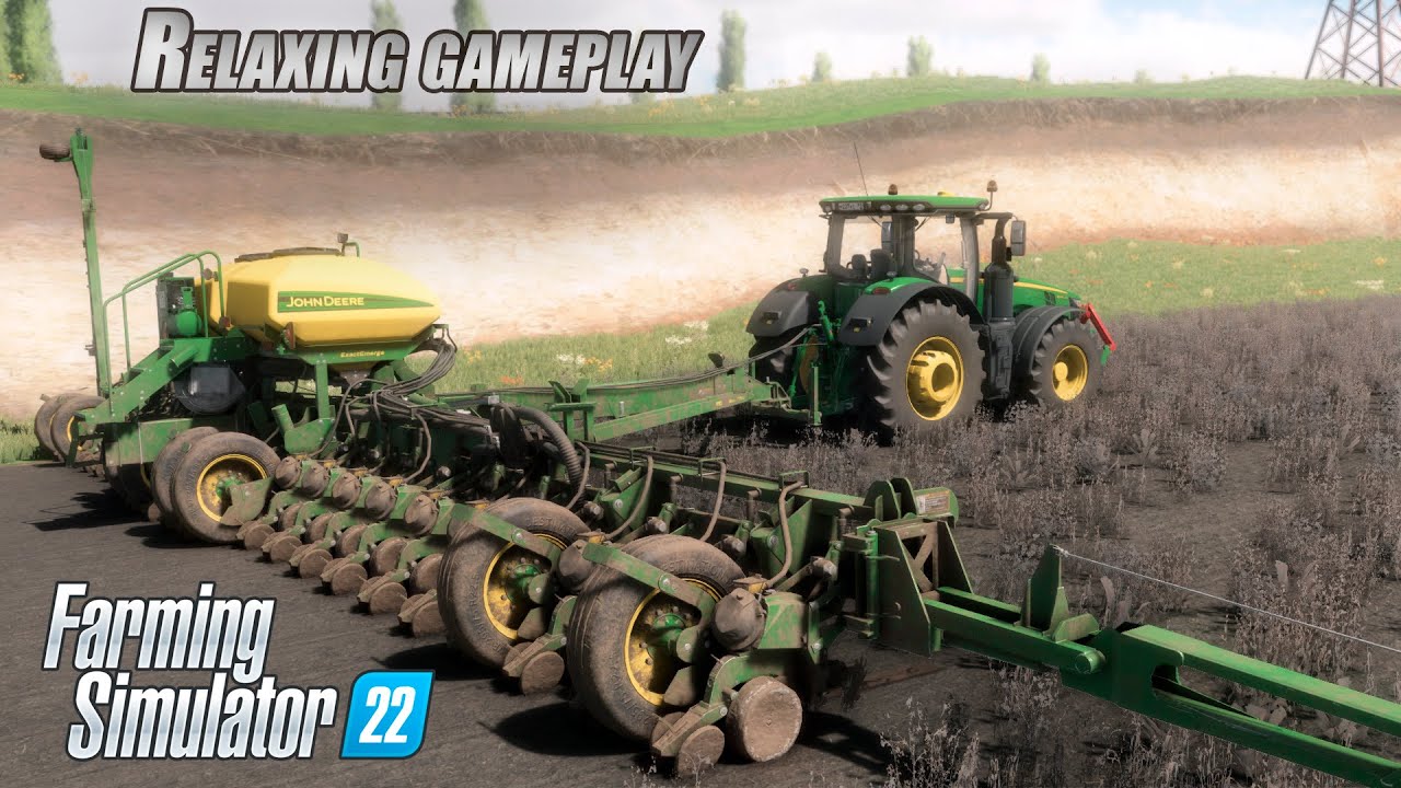 FS22 / Relaxing Gameplay / Карта Сосновка / Посев кукурузы и сои / John Deere 8345R, Кировец К742