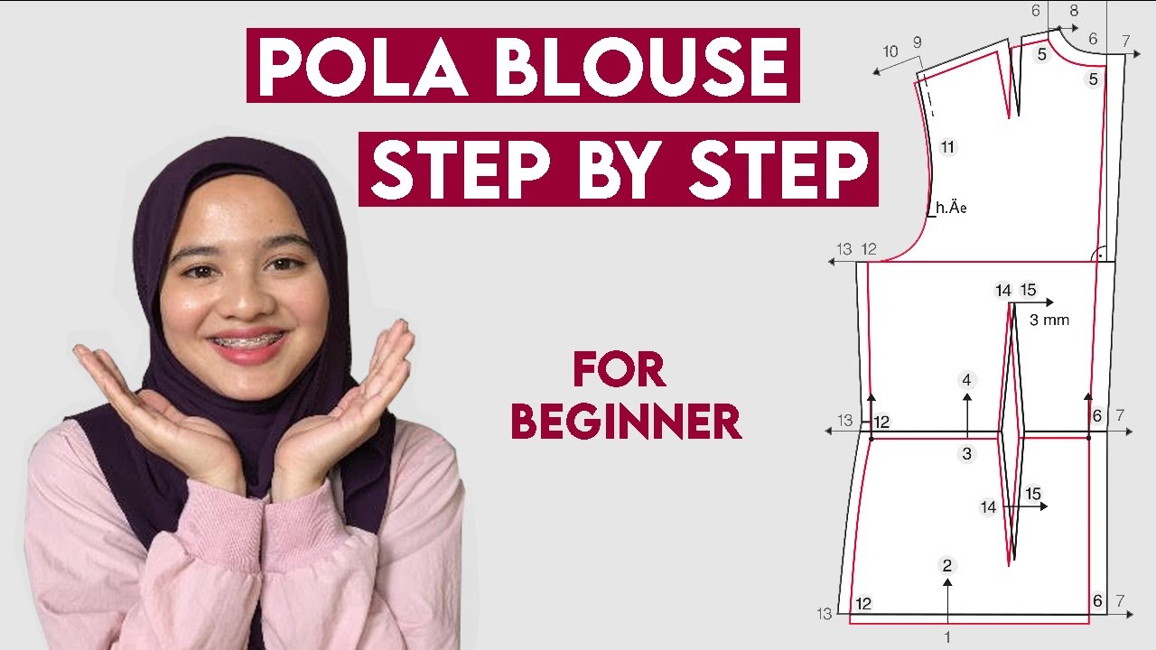 Pola blouse/kurung modern step by step for beginner