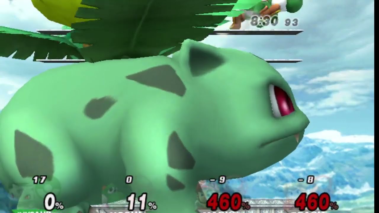 SSBB HACK: giant growing green Team (PKMT AND YOSHI) vs red team (Mario and peach)