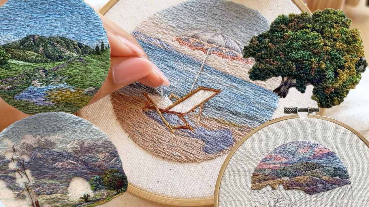 45 Minute Thread Painting Compilation // Relaxing Embroidery Time Lapse