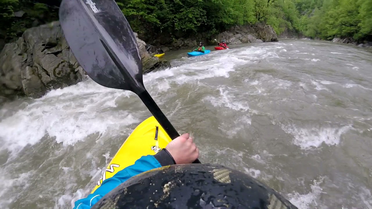 Whitewater kayaking on Jiu river