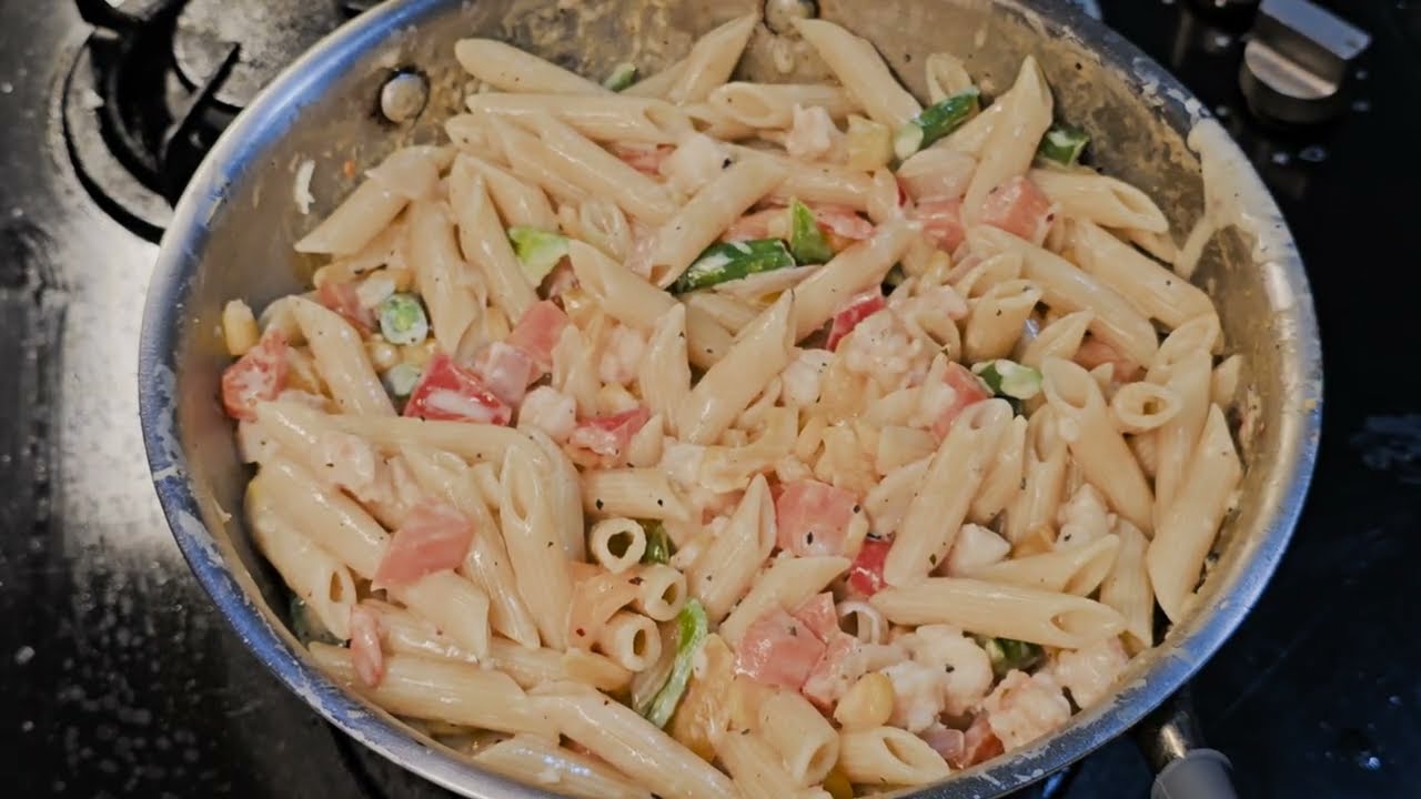 Prawn White Sauce Pasta..