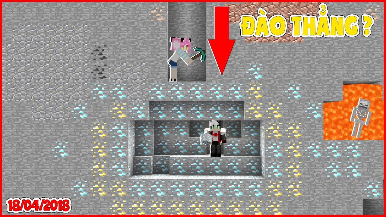 THỬ TH&Aacute;CH T&Igrave;M HANG KIM CƯƠNG L&Uacute;C 3 GIỜ S&Aacute;NG*MỀU V&Agrave; REDHOOD ĐI T&Igrave;M HANG KIM CƯƠNG TRONG MINECRAFT