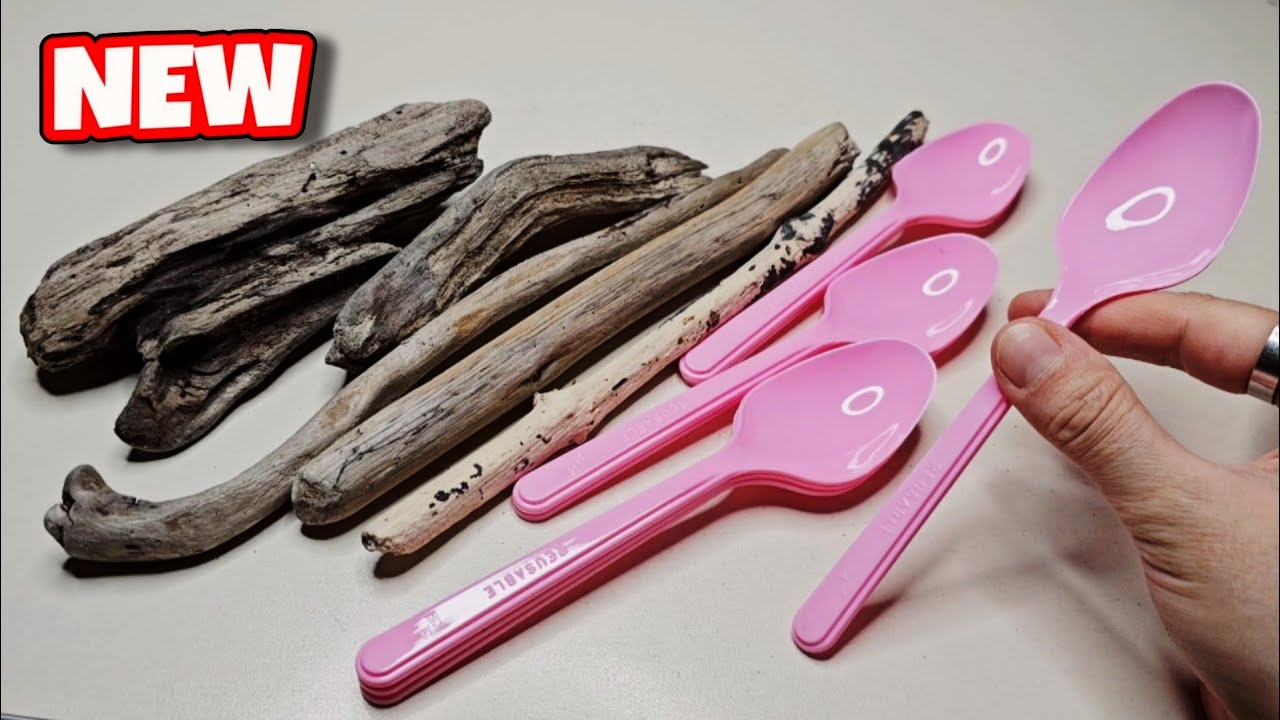 Идея с ветками дерева и пластиковой ложкой! Посмотрите, что я сделала ♻️🥰