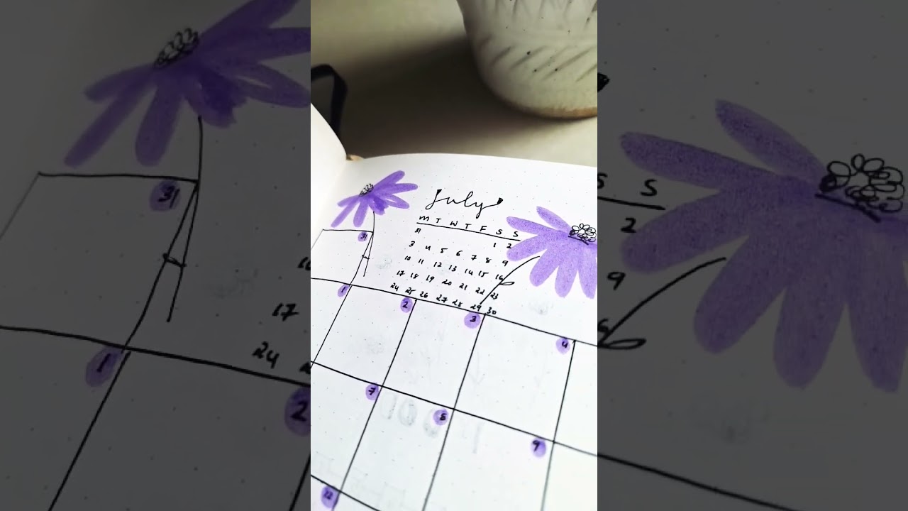 Easy Month layout for Bullet journal / July Bujo spread/ youtube shorts/ ideas 🤩