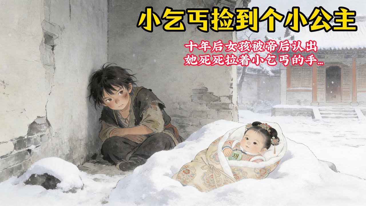 小乞丐在雪地里撿到個小的嬰兒，用體溫和乞討來的米湯養活她。十年後，女孩被親生父母——微服的帝後認出，她死死拉著小乞丐滿是凍瘡的手：“他是我哥哥，他在，家才在。” #宫斗 #故事会 #宫廷 #感动故事