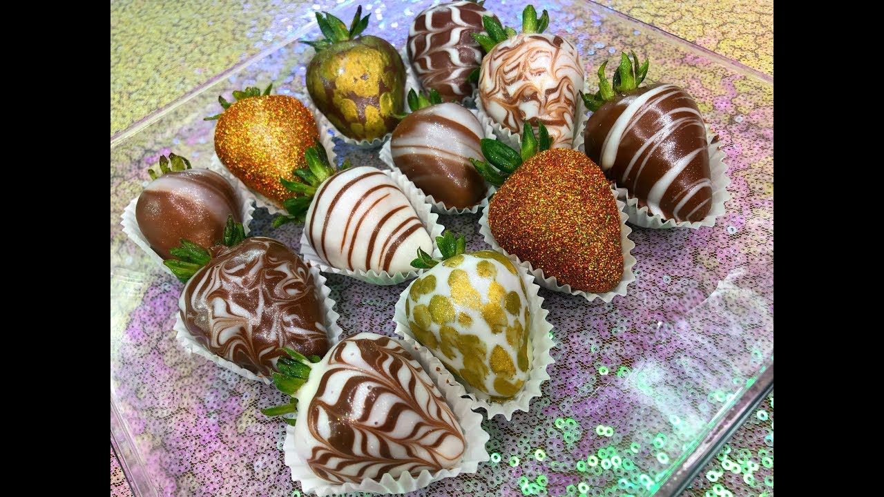 Chocolate covered strawberries/ How to dip & Design! 7 different designs