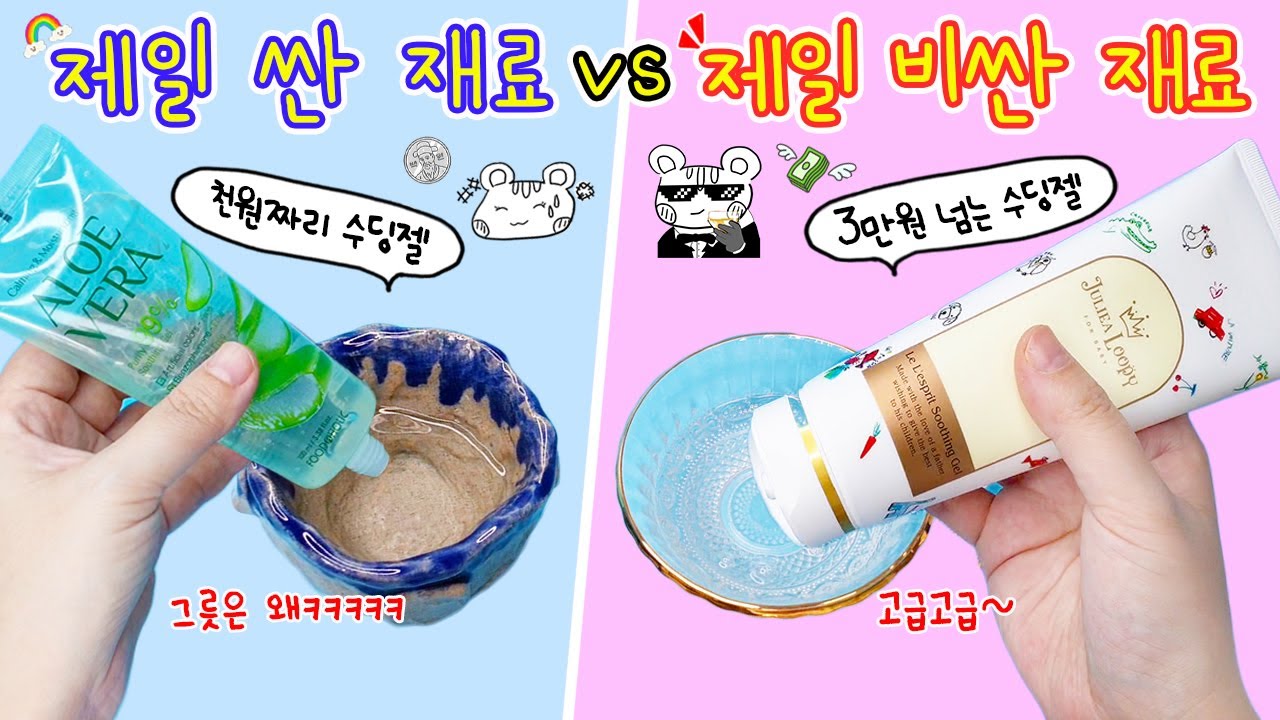 제일 싼거 vs 제일 비싼거💸 슬라임 재료 편! 어떤 슬라임이 더 느낌이 좋을까?? 반전결과