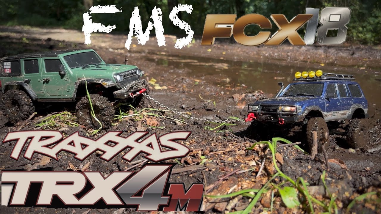 Muddy Buddies: 1/18 Scale Mudding Adventures-Traxxas TRX4M + FMS FCX18 Toyota LC80 Part 4