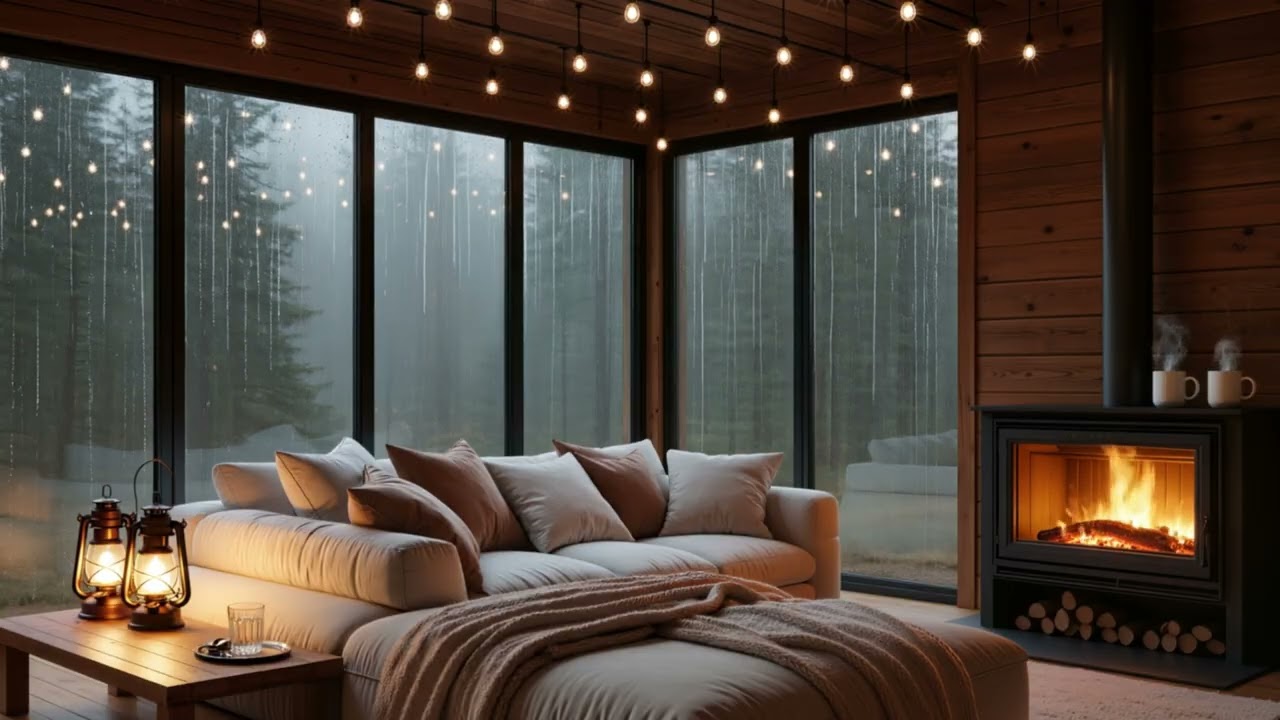 ليلة ماطرة في كوخ الأحلام ✨ Aesthetic Rainy Night 🪵 استرخاء عميق 4K
