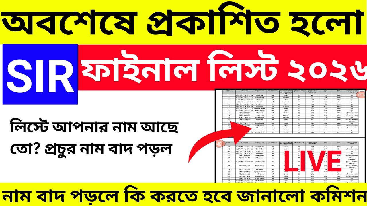 SIR 2026 লিস্টে আপনার নাম আছে কি দেখুন