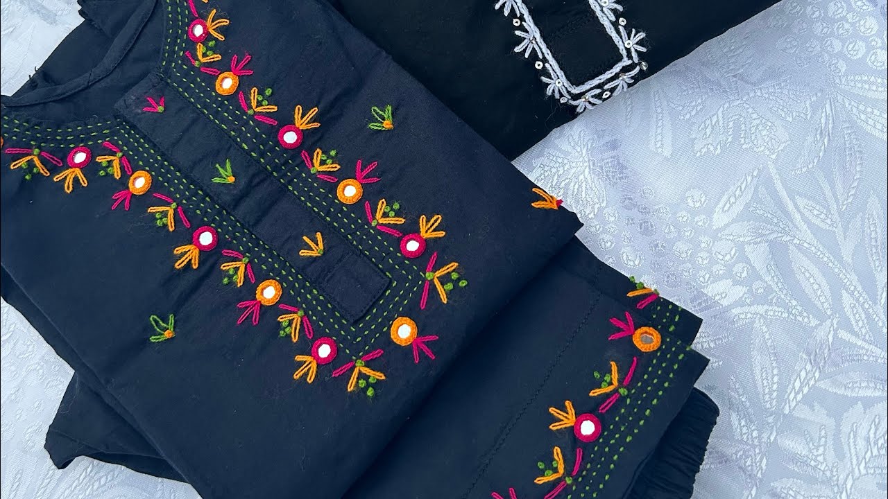 Multicoloured Mirror Embroidered Shalwar Kameez for 3 year Baby Girl ❤️