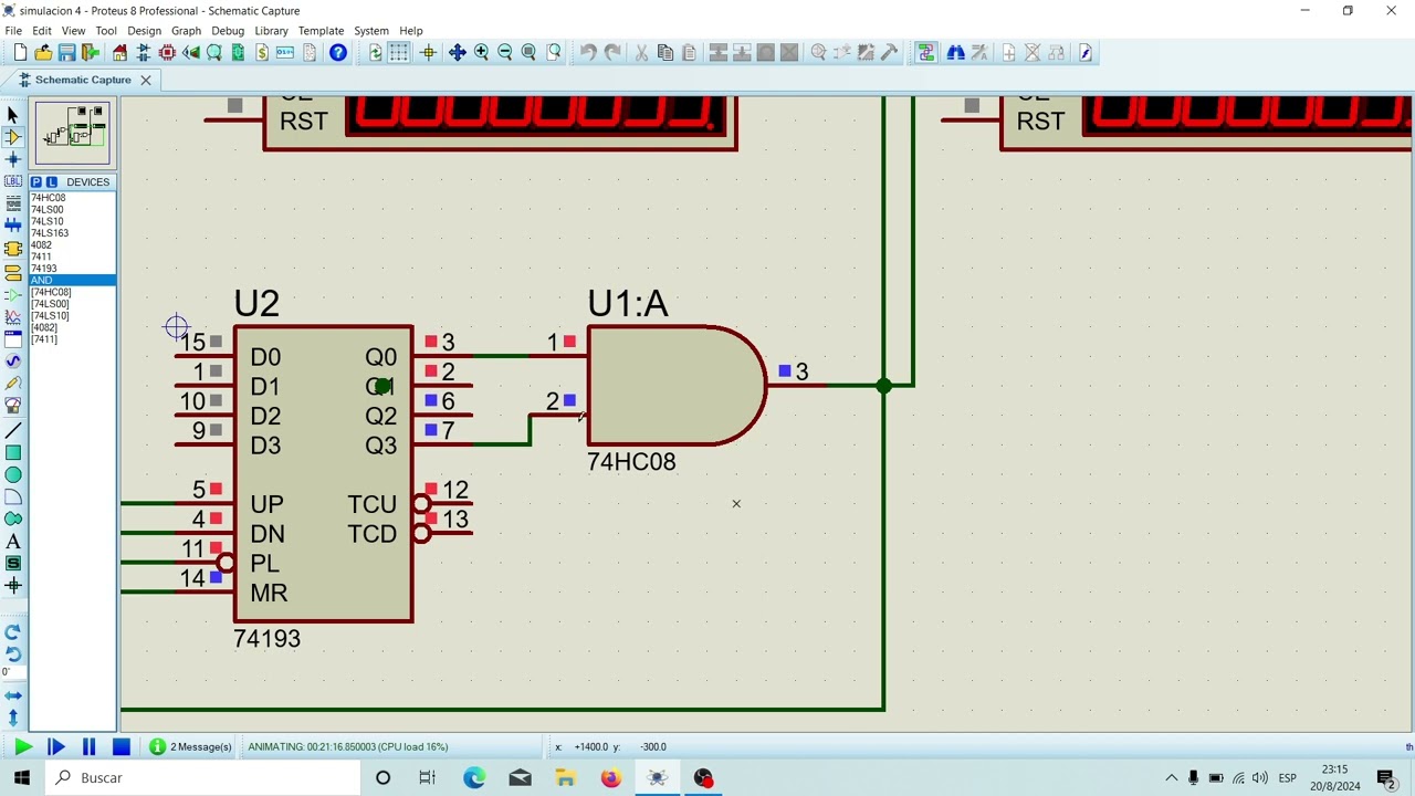 Divisor de frecuencias con circuito integrado 74163 y 74193