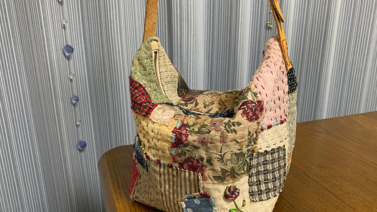 【 スローステッチ バッグ 】 sewing 等倍速    完成です💕 サイズもご紹介 / slow stitching / 刺し子 / 手縫い / hand sewing