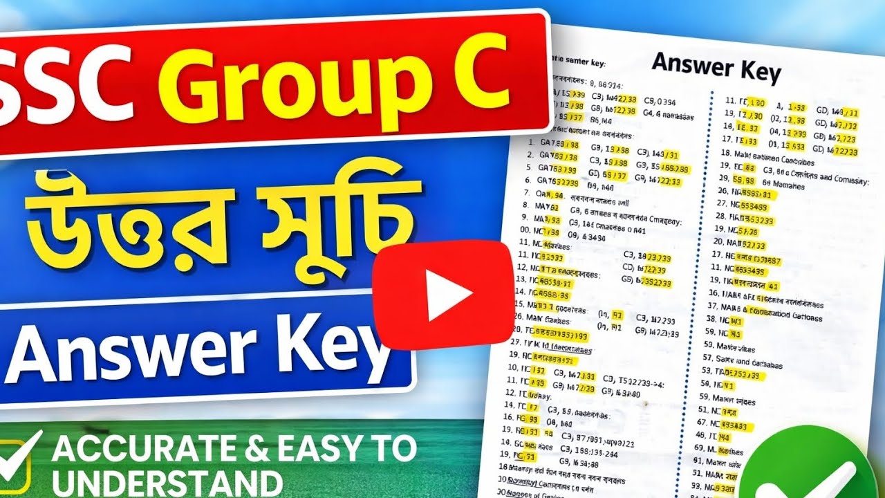 SSC group C Answer key 🔐🗝️🗝️🔐 // Full answer of SSC group C