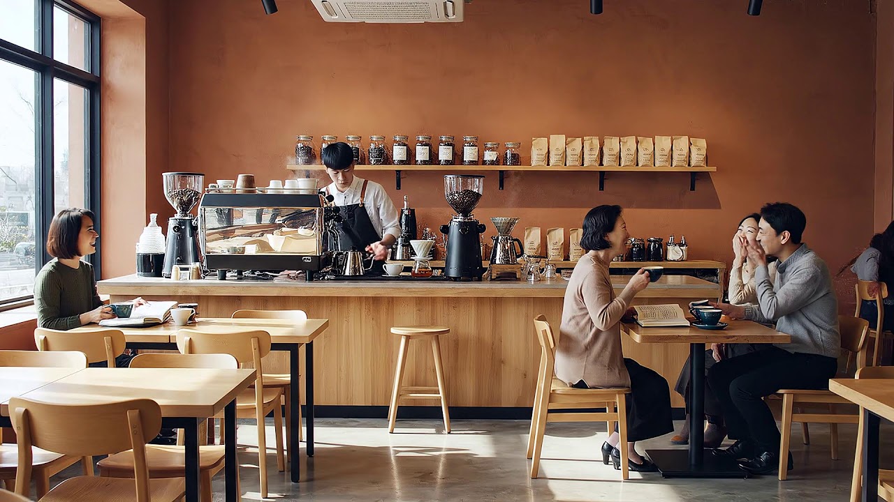 스무스 재즈가 흐르는 봄의 커피하우스 분위기 ☕🎷🌿