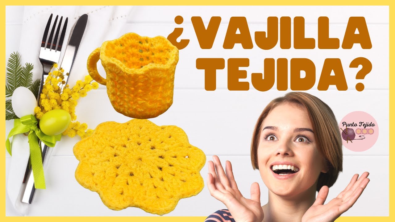Taza tejida a crochet paso a paso | Plato tejido🥰😉🧶 #tazatejida #vajilla  #puntotejido