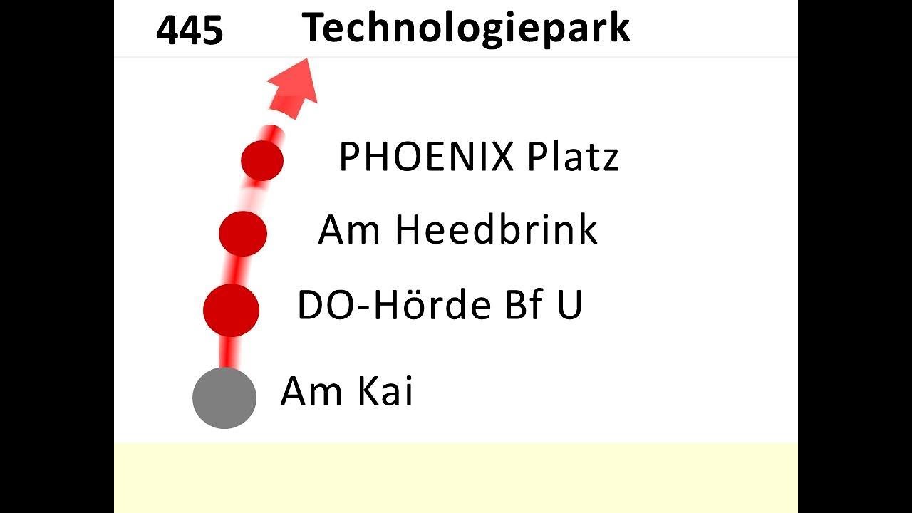 DSW21 Ansagen Bus 445 Hörde - Technologiepark