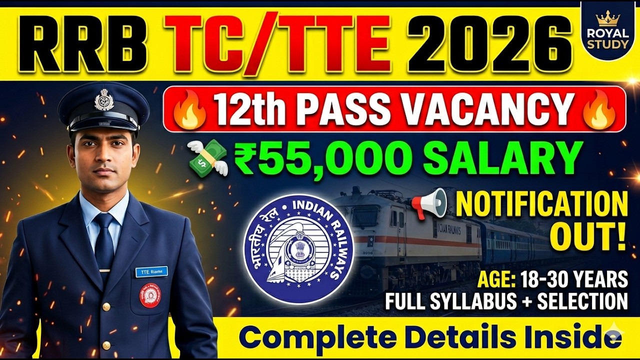 RRB TC/TTE Recruitment 2026 OUT 🚨 | Railway Ticket Collector Vacancy 2026 lApply Online, Eligibility
