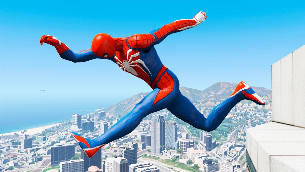 SPIDERMAN CRAZY JUMPS/FALLS #12 (GTA 5 Spider-Man Fails)