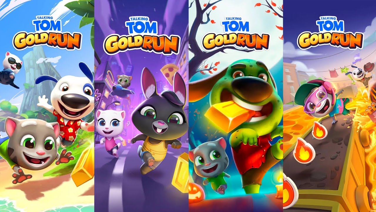 Talking Tom Gold Run Earth Day Update vs ECO Update vs Halloween Update vs Lava Escape Gameplay