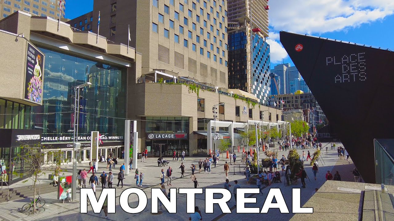 Montreal Quebec 2022. Walking Downtown in Quartier des Spectacles (Place des Arts)