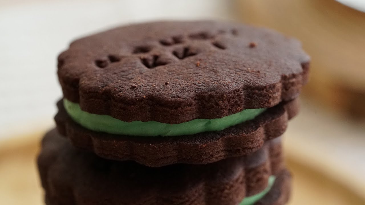 Choco Sandwich Cookies with Mint Cream : Honeykki 꿀키