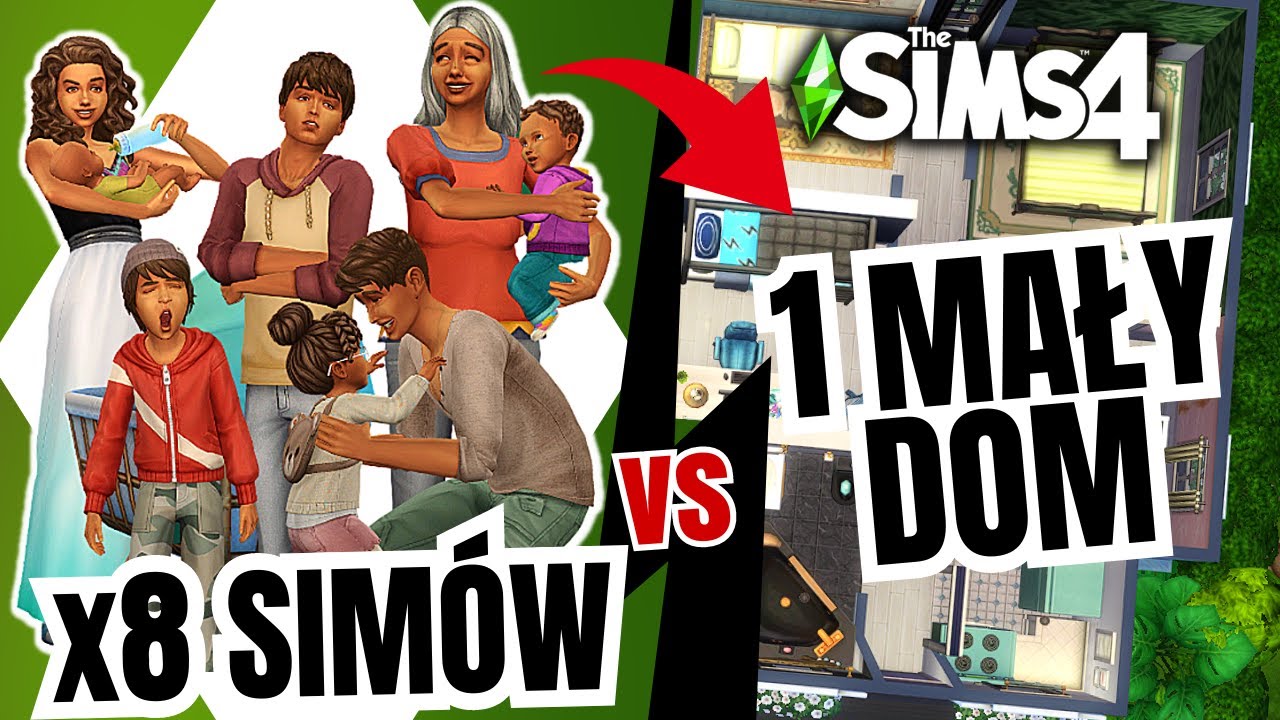↘ NAJMNIEJSZY DOM 🏠 dla 8 SIM&Oacute;W 👨&zwj;👩&zwj;👧&zwj;👦w każdym wieku! | Challenge The Sims 4