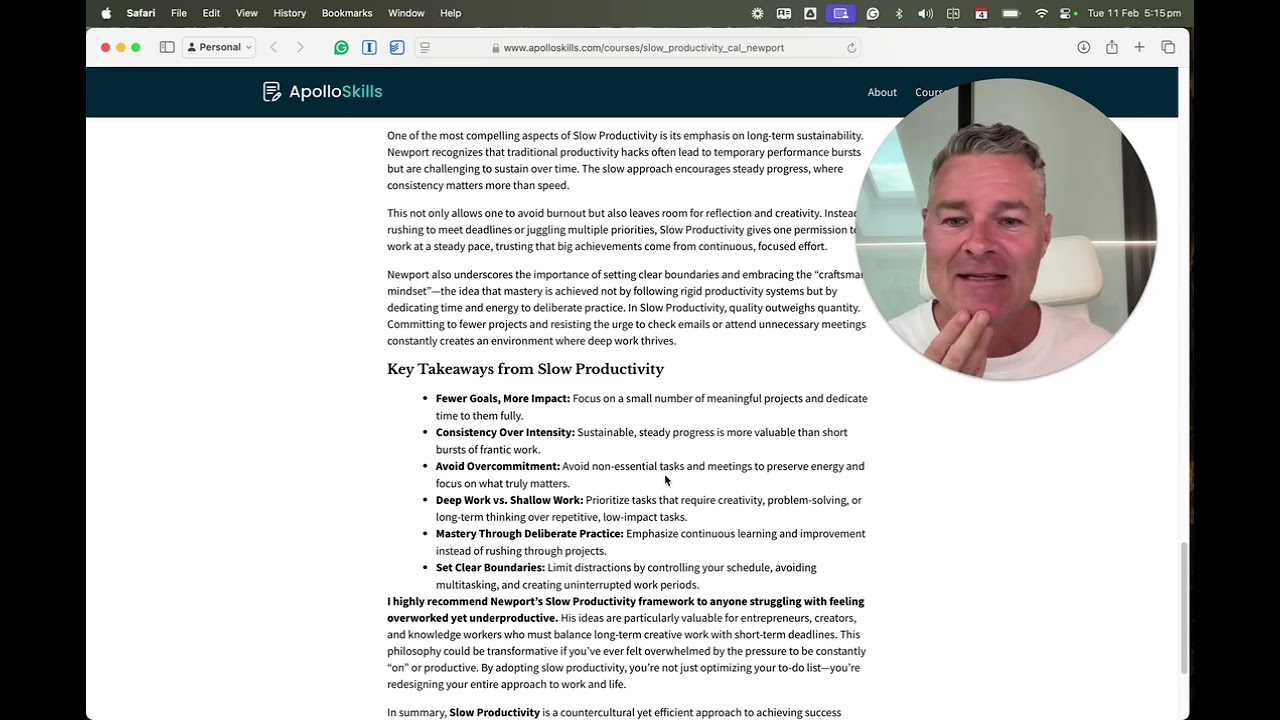 Course Slow Productivity by Cal Newport