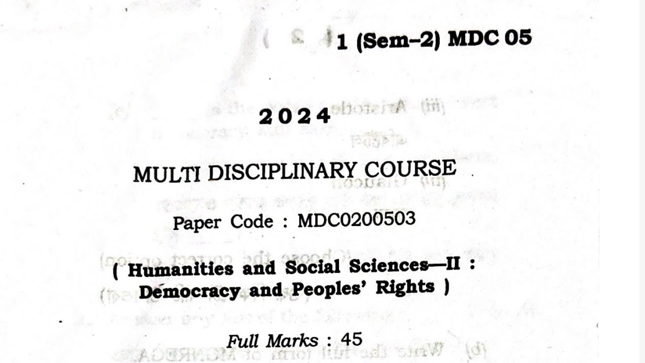 MDC 2nd semester final humanities and social science ( democracy and people rights) Question paper