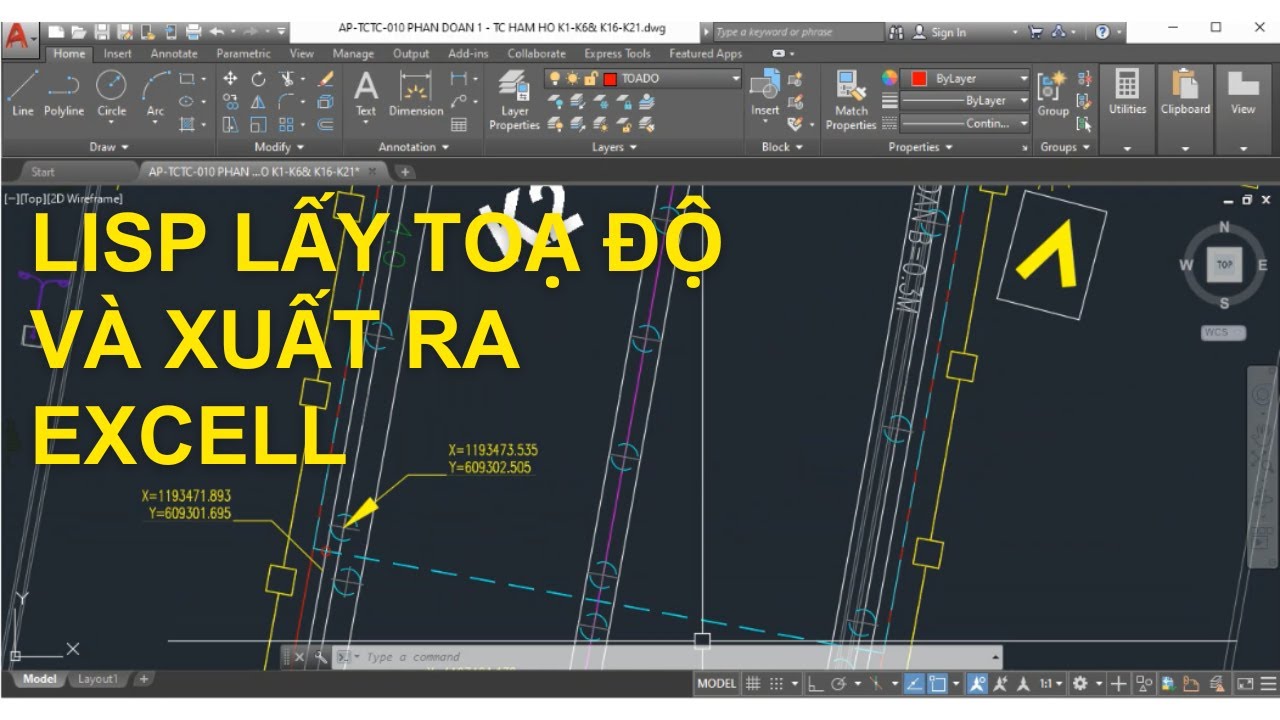 Kỹ năng Autocad - Lisp xuất tọa độ Autocad sang excell và click lấy tọa độ trên cad - Xây dựng 247
