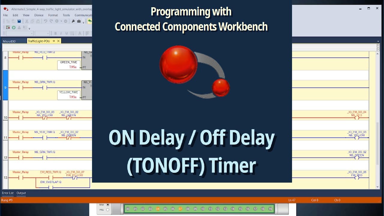 On Delay Off Delay (TONOFF) timer--Flashing lights--Allen Bradley Connected Components Workbench