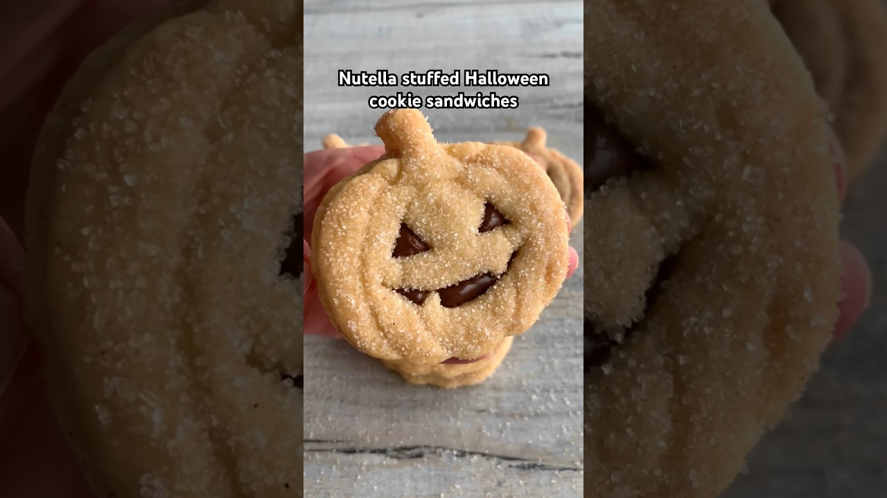 Would you try these Nutella stuffed Halloween cookies? #easyrecipe #shorts