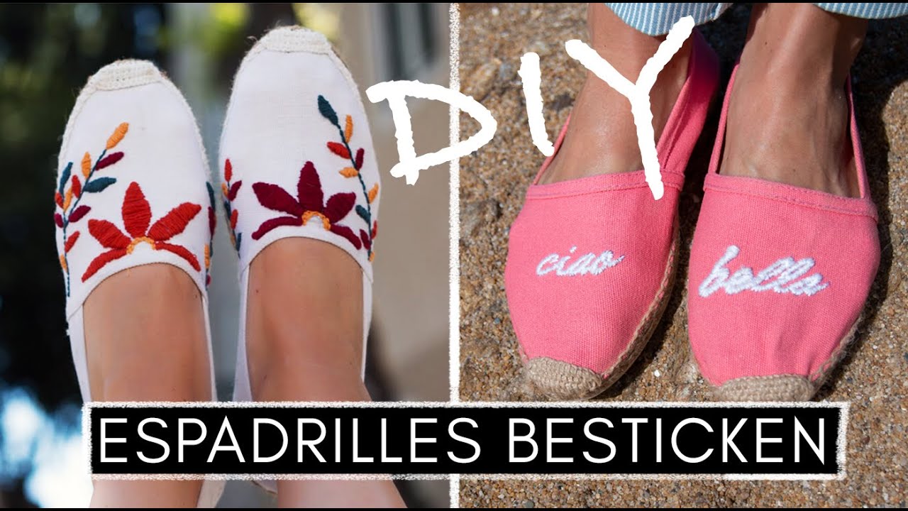 3 Espadrilles besticken - schnell einfach individuell | Sticken für Anfänger #Upcycling