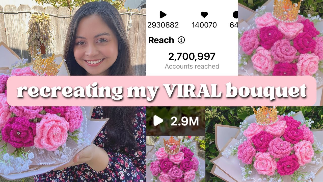 crochet vlog: work on crochet bouquet orders for my small business with me