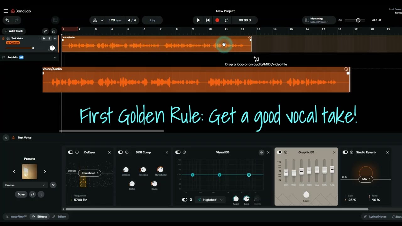 Bandlab Vocal Effect Chain Golden Rules in under 20 minutes