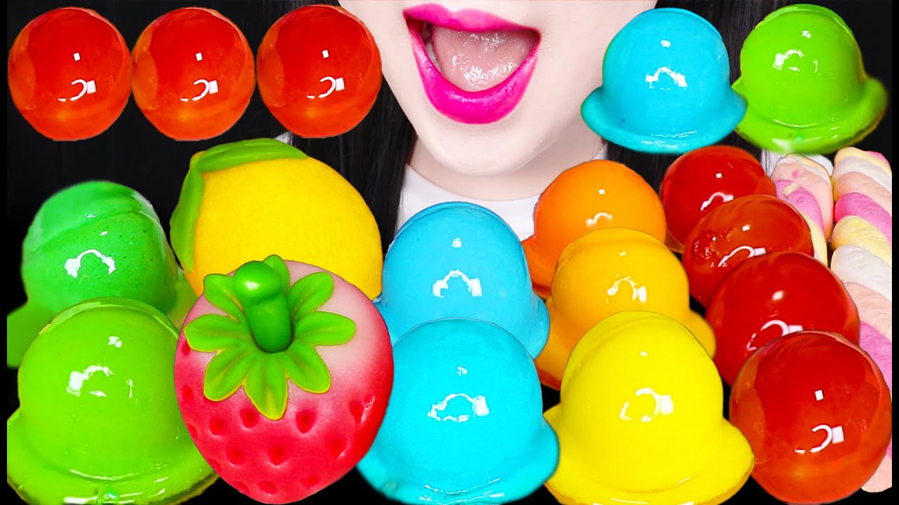 ASMR CANDIED JELLY GUMMY *TANGHULU, FRUITS BEAN CAKE 젤리 탕후루, 과일 케이크 화과자 먹방 EATING SOUNDS