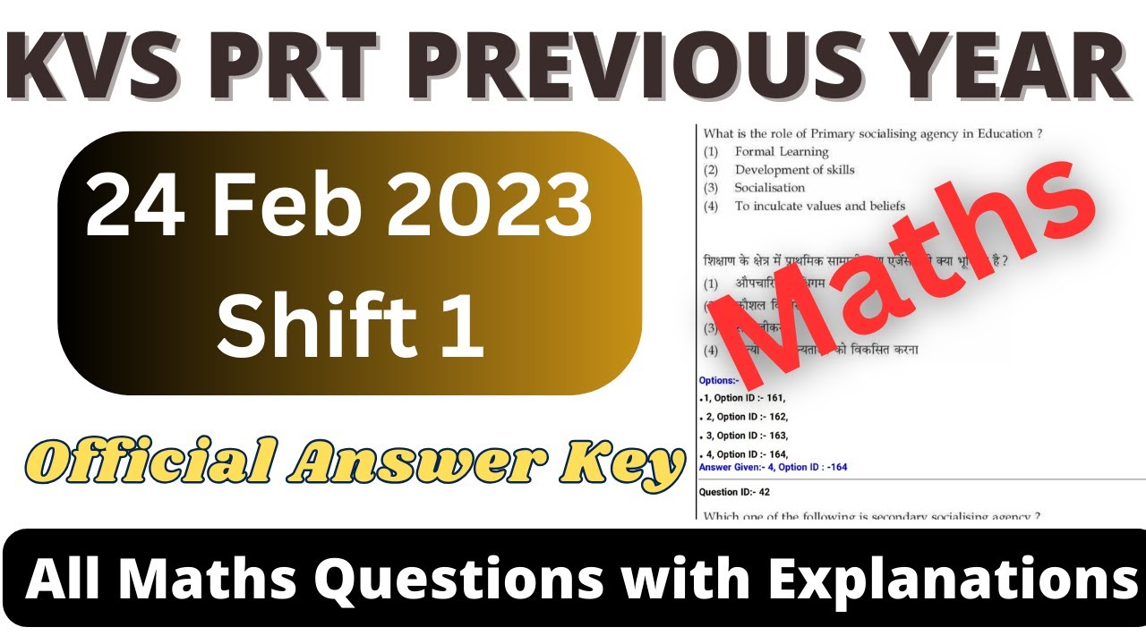 KVS PRT Previous year 24 Feb 2023 shift 1 maths Question || KVS maths Previous year || KVS Maths