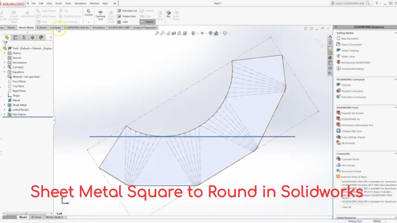 Square to Round Sheet Metal (Solidworks)  -  #5minFriday   #18