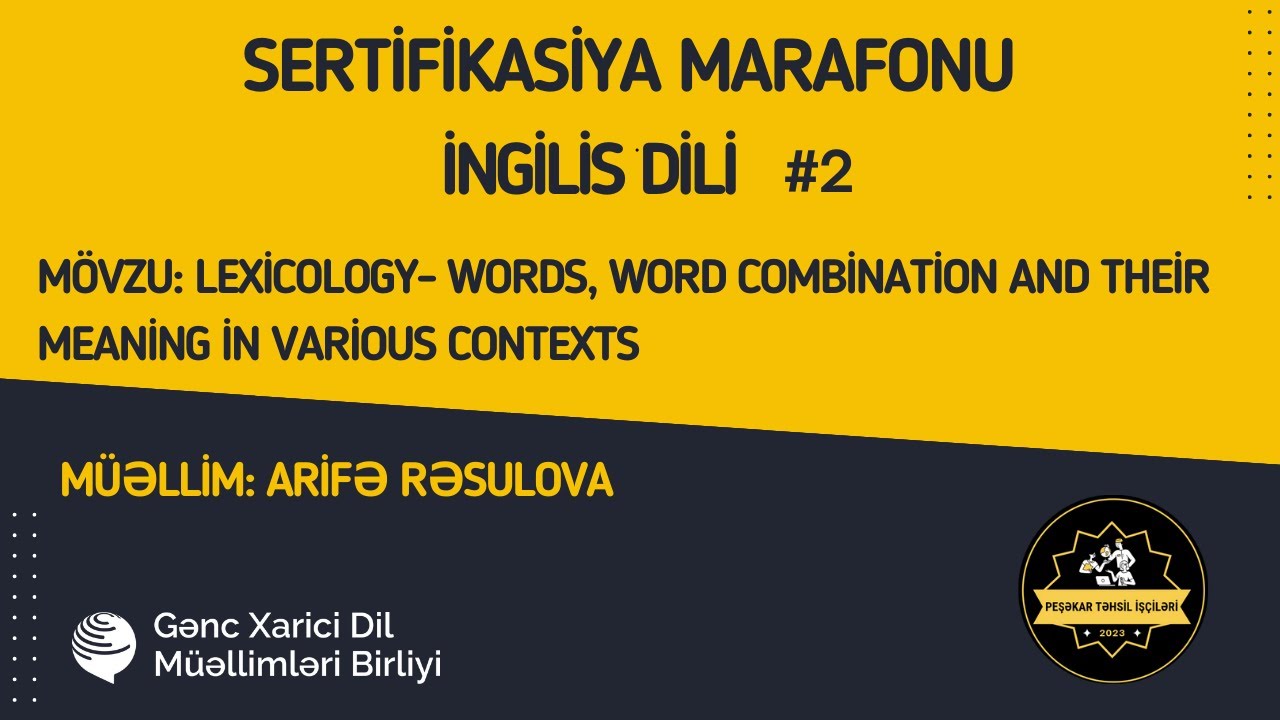 İngilis dili Sertifikasiya Marafonu. Mövzu: Lexicology. Arifə Rəsulova