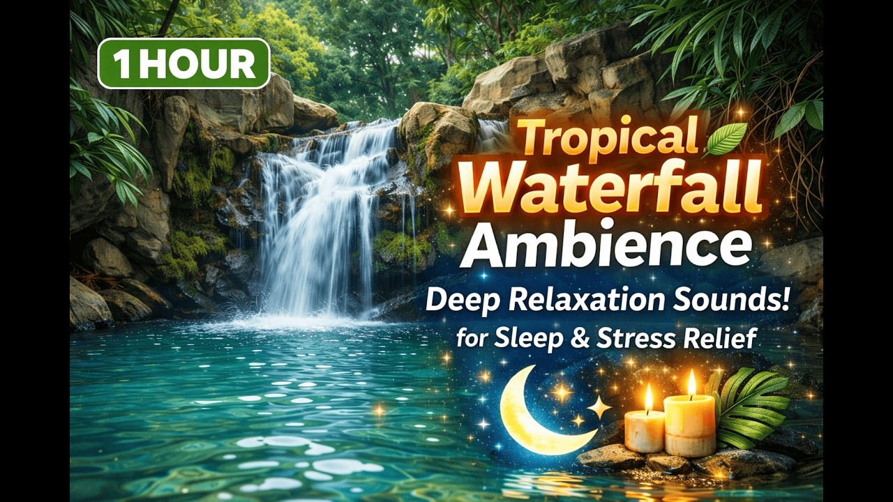 1 Hour Tropical Waterfall Ambience 🌿 Relaxing Nature Sounds for Sleep & Stress Relief