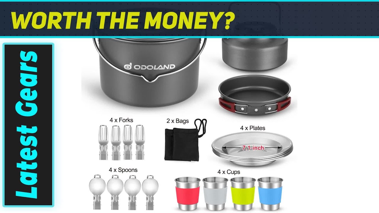 Odoland 22pcs Camping Cookware Mess Kit: Your Ultimate Outdoor Kitchen!